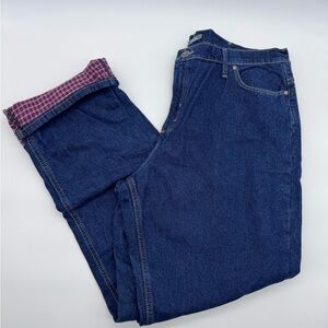 Cabela's Dark‎ Blue Straight Leg Flannel Lined Jeans, Size 18 Long